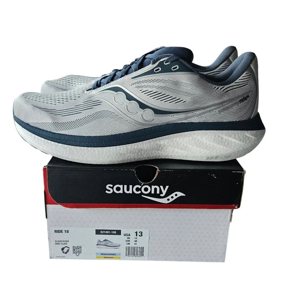 Saucony Ride 18 Mens Running Shoes Size 13 Wide Cloud Dusk S21001-108 NEW